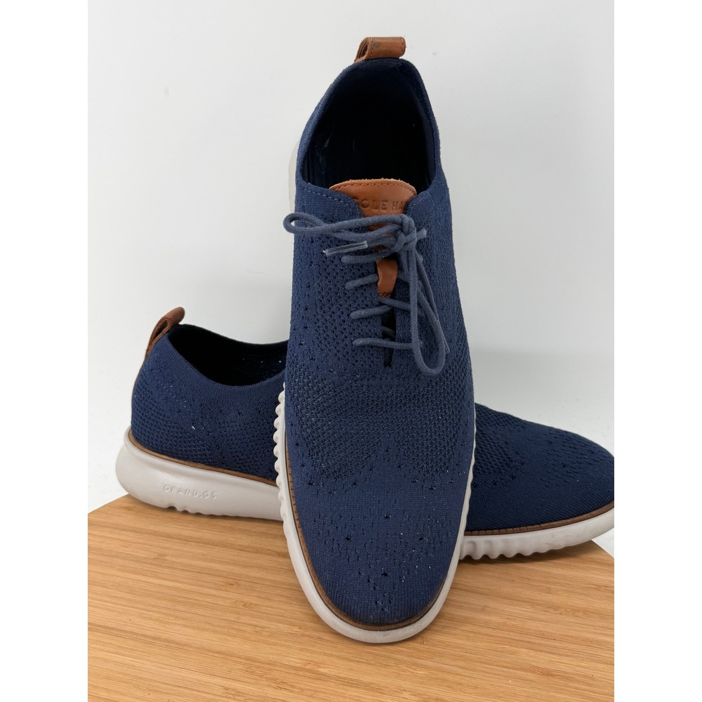 Cole Haan 2.Zerogrand Laser Wingtip Oxford Navy Blue Knit C27569 Mens 11.5 M